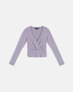 Sheon Long Sleeve Top In Rayon Jersey Grey Lavender