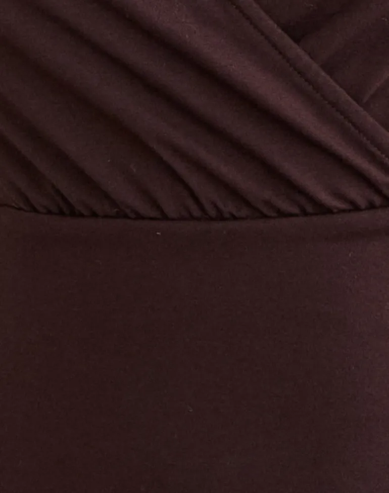 Sheon Long Sleeve Top in Rayon Jersey Bitter Chocolate