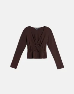Sheon Long Sleeve Top in Rayon Jersey Bitter Chocolate