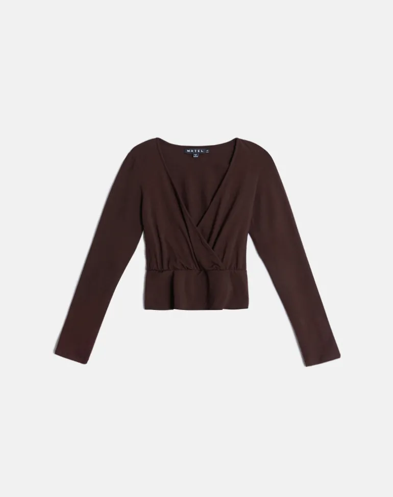 Sheon Long Sleeve Top in Rayon Jersey Bitter Chocolate