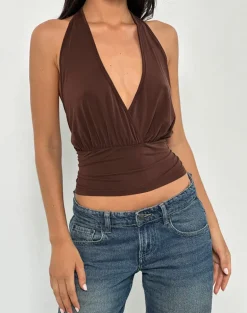 Sherlyn Halter Top In Bitter Chocolate