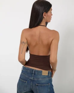 Sherlyn Halter Top In Bitter Chocolate