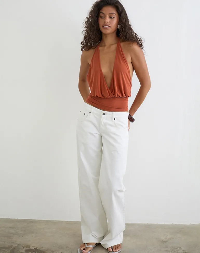 Sherlyn Halter Top in Cupro Burnt Orange