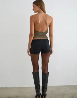Sherlyn Halter Top in Cupro Khaki