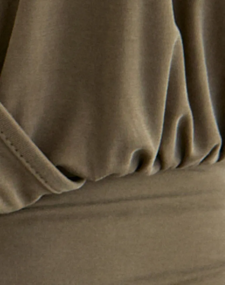 Sherlyn Halter Top in Cupro Khaki