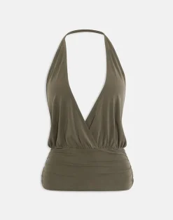 Sherlyn Halter Top in Cupro Khaki
