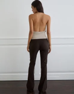 Sherlyn Halter Top in Cupro Oatmilk