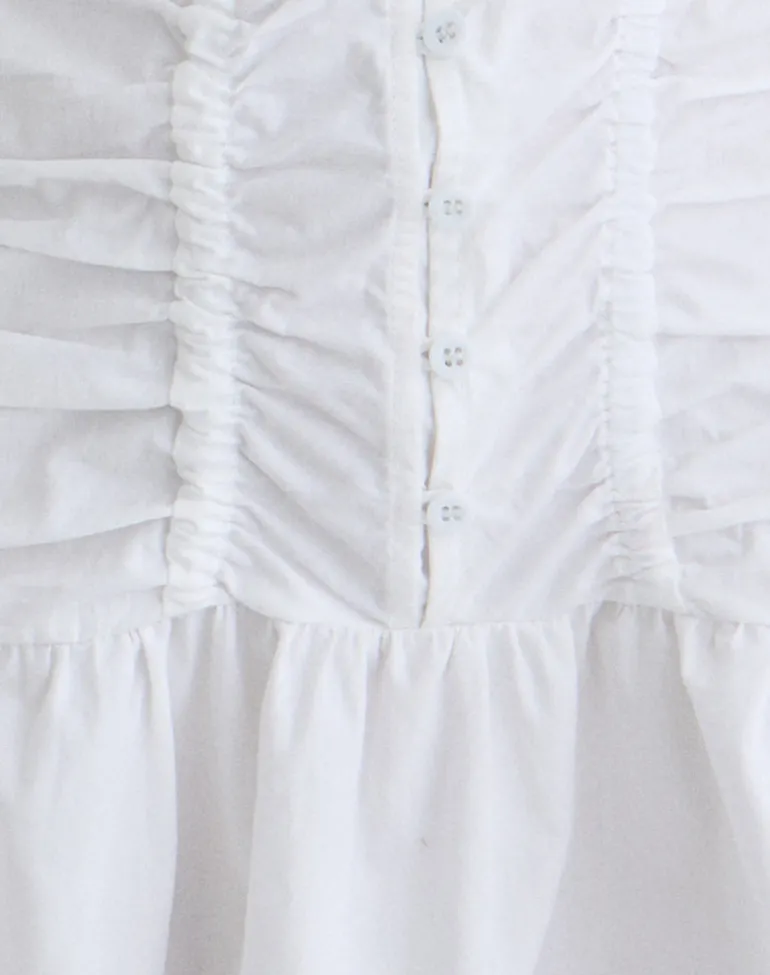 Silesa Ruched Mini Dress in White