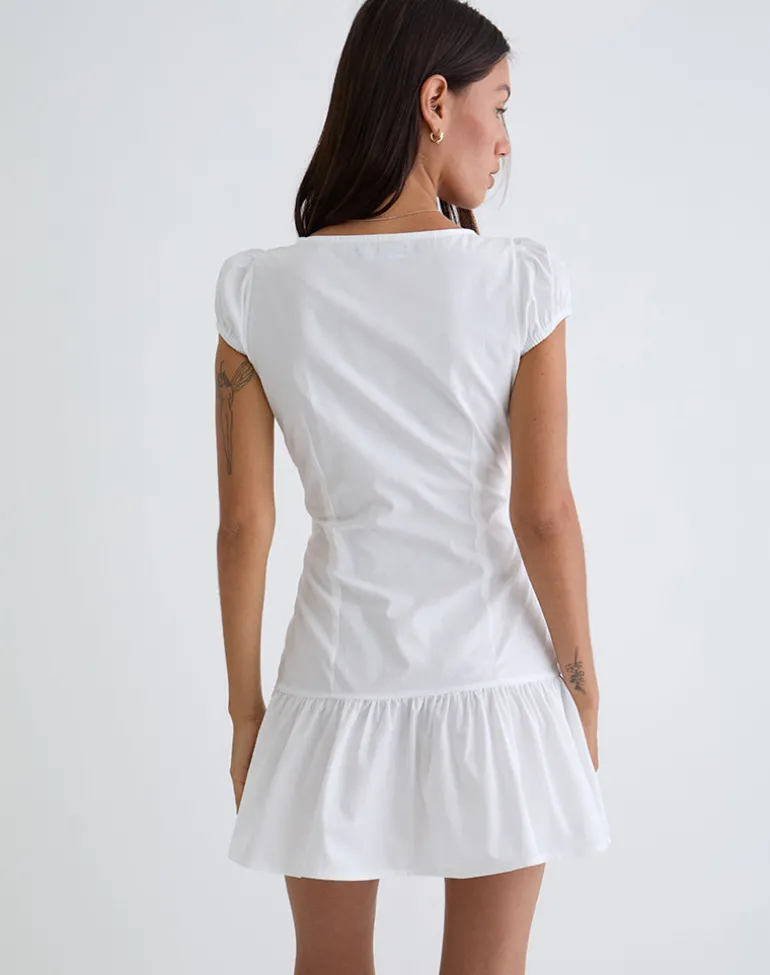 Silesa Ruched Mini Dress in White