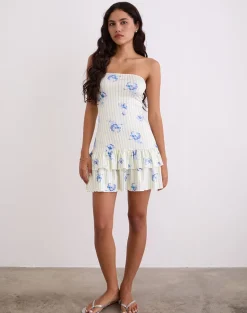 Sitav Dress in Floral Stripe Cream