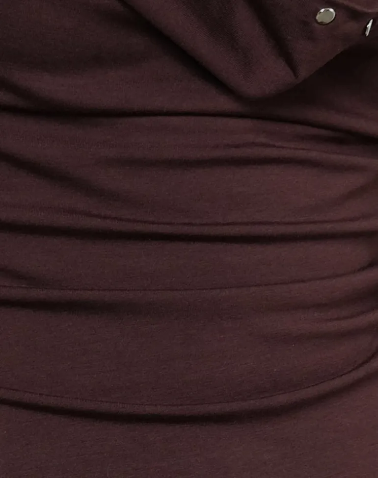 Slater Studded Top in Rayon Jersey Bitter Chocolate