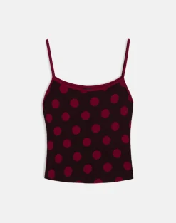 Solani Top in Brown with Big Polka Red
