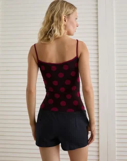 Solani Top in Brown with Big Polka Red