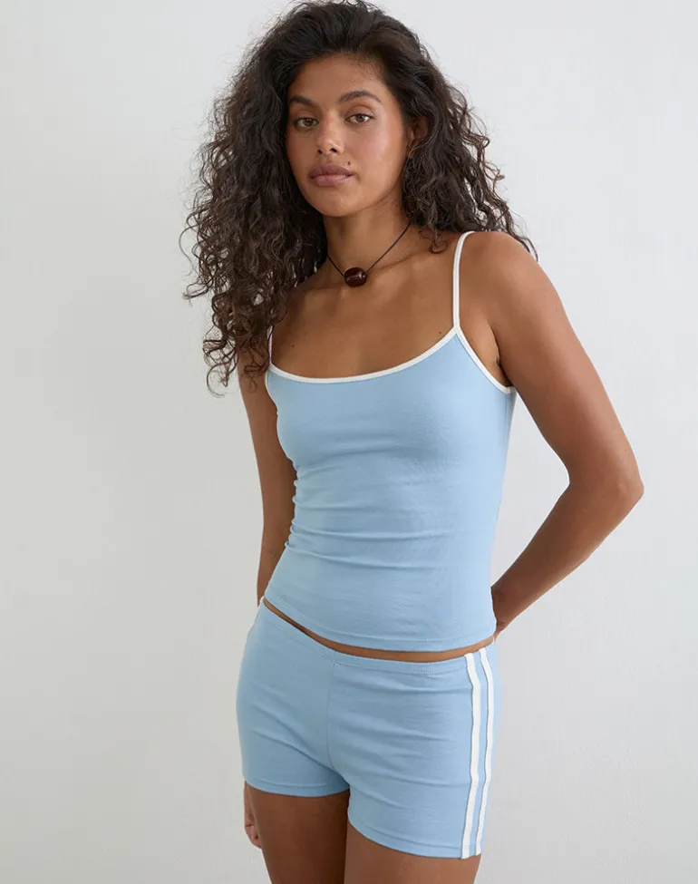 Solani Top in Nantucket Blue with Off White Binding