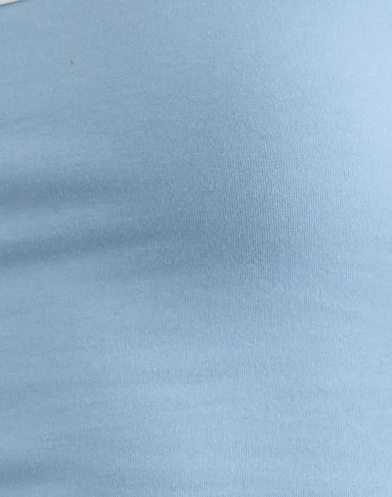 Solani Top in Nantucket Blue with Off White Binding