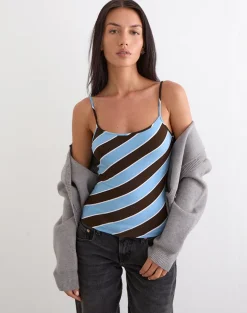 Solani Top in Retro Stripe Blue