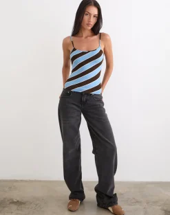 Solani Top in Retro Stripe Blue