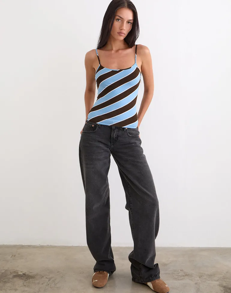 Solani Top in Retro Stripe Blue