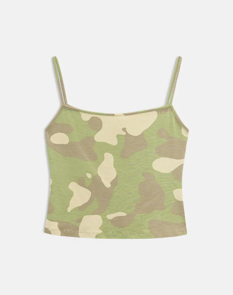 Solay Cami Top in Blurry Camo Khaki