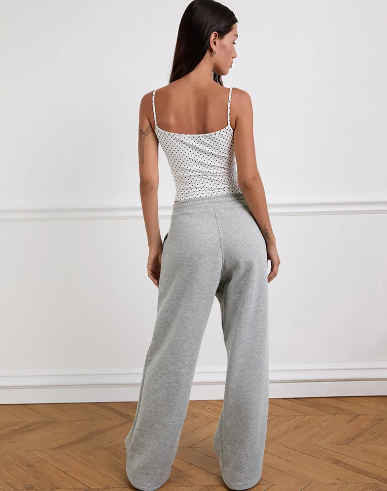 Solay Cami Top in White with Black Micro Polka Print