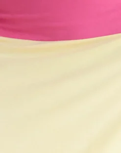 Soli Midi Skirt in Rayon Jersey Lemon Yellow and Deep Pink