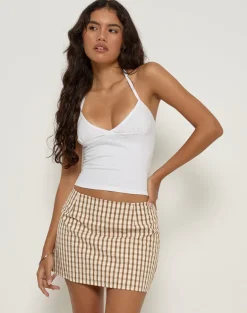 Solla Mini Skirt in Brown Check