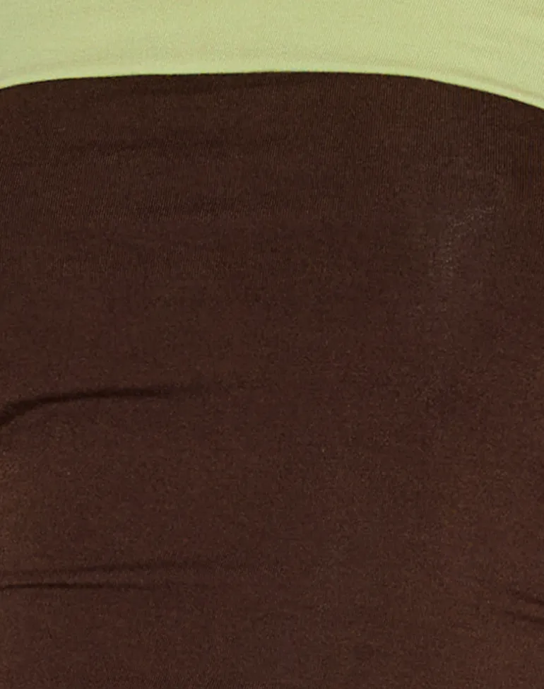 Solna Bandeau Top in Chocolate Brown with Pistachio Binding