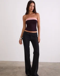 Solna Bandeau Top in Redwood with Pink Lady Binding