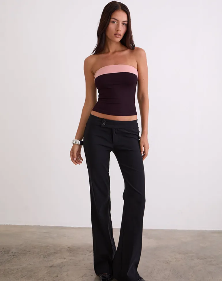Solna Bandeau Top in Redwood with Pink Lady Binding