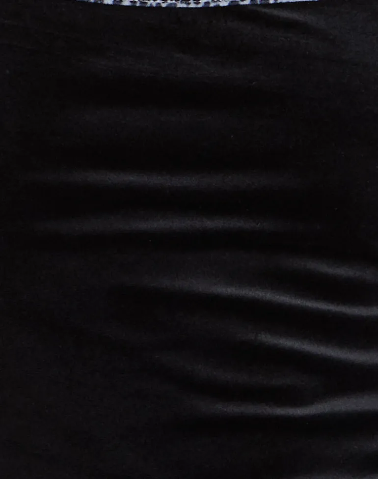 Solyn Halterneck Top in Black with Leopard Binding