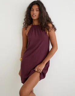 Sonnet Mini Dress in Crinkle Plum