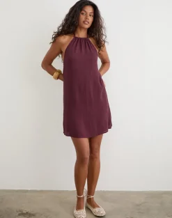 Sonnet Mini Dress in Crinkle Plum