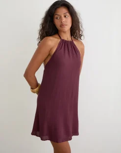 Sonnet Mini Dress in Crinkle Plum