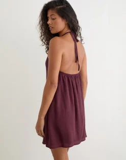 Sonnet Mini Dress in Crinkle Plum