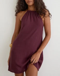 Sonnet Mini Dress in Crinkle Plum