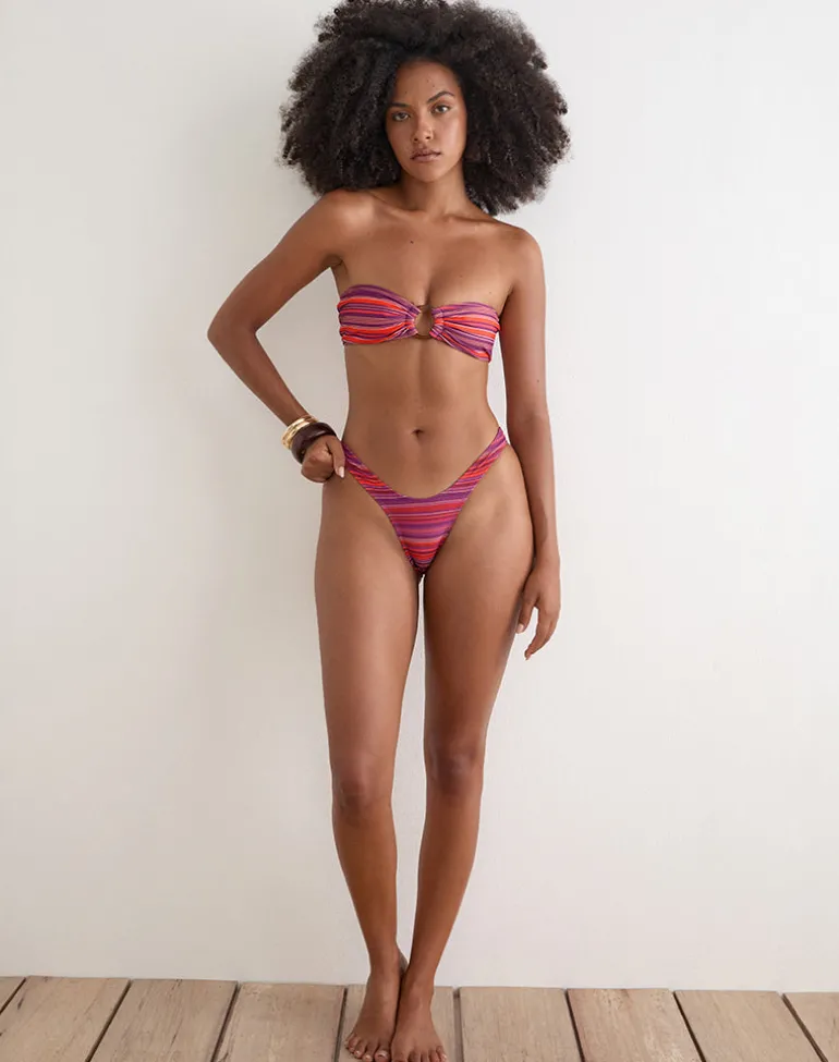 Sorawa Bikini Top in Purple and Red Radiant Lines