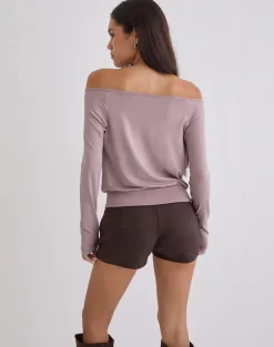 Sore Long Sleeve Cowl Top in Jersey Dusty Mauve