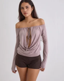 Sore Long Sleeve Cowl Top in Jersey Dusty Mauve