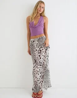Sorena Maxi Skirt in Dalmatian Skin Black and Ivory