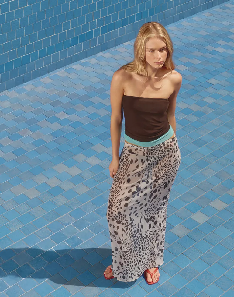 Sorena Maxi Skirt in Dalmatian Skin Black and Ivory