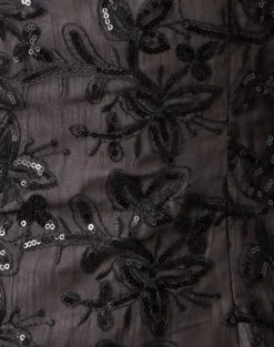 Soren Mini Dress in Floral Chiffon Sequin Black