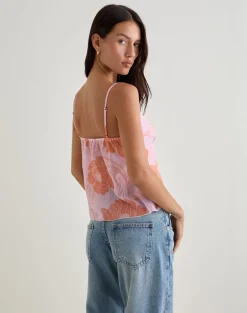 Sorira Flare Top in Floral Pink and Orange