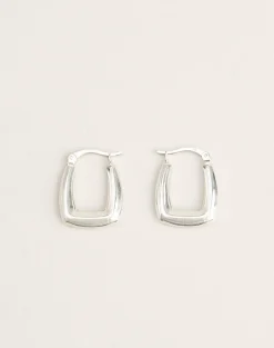 Square Sterling Silver Creole Hoop Earrings