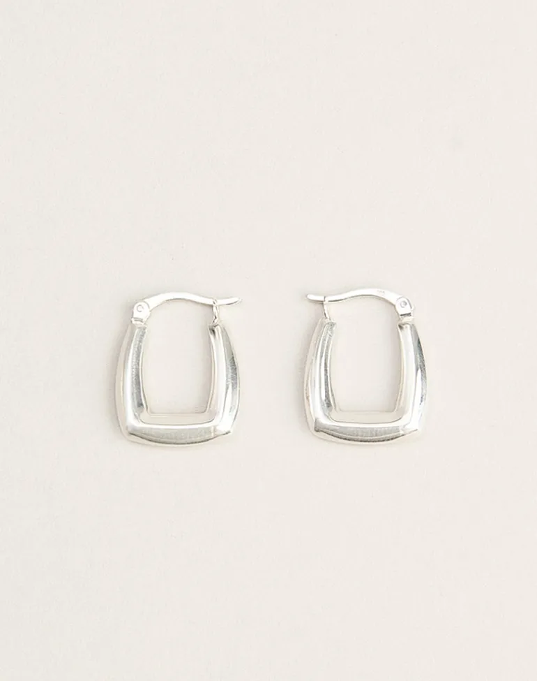 Square Sterling Silver Creole Hoop Earrings