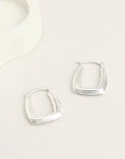 Square Sterling Silver Creole Hoop Earrings