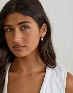 Square Sterling Silver Creole Hoop Earrings