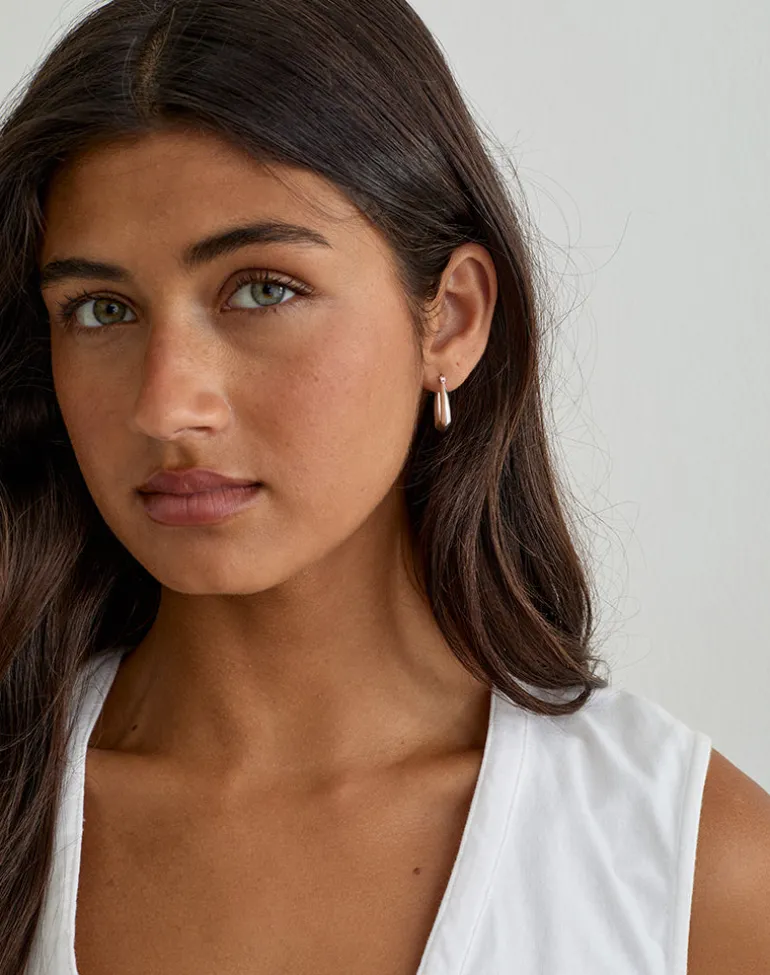 Square Sterling Silver Creole Hoop Earrings
