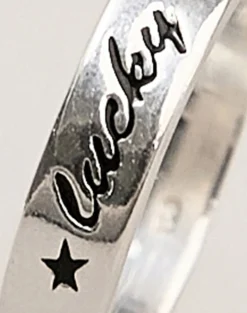 Sterling Silver Engraved 'Lucky' Ring