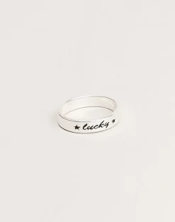 Sterling Silver Engraved 'Lucky' Ring