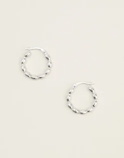 Sterling Silver 20mm Bead Hoop Earrings
